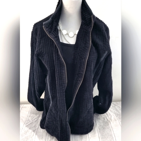 Woolrich Ribbed Zip Black Jacket Size XL - Picture 1 of 10